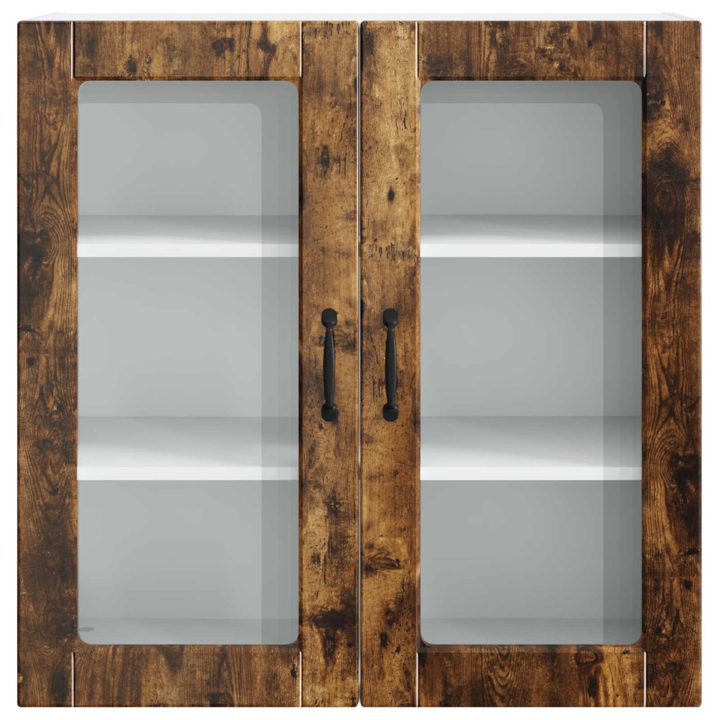 Wall Glass Cabinet PORTO Smoked Oak 80 x 31 x 80 cm