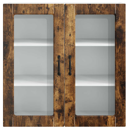 Wall Glass Cabinet PORTO Smoked Oak 80 x 31 x 80 cm