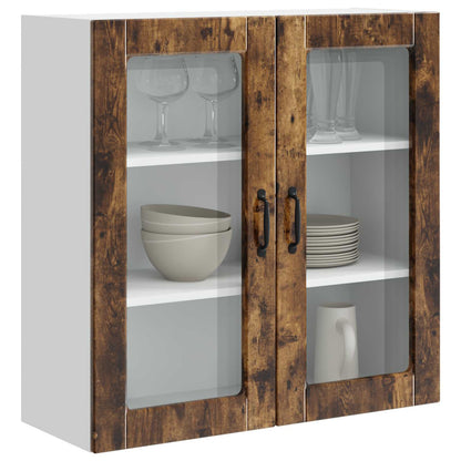 Wall Glass Cabinet PORTO Smoked Oak 80 x 31 x 80 cm