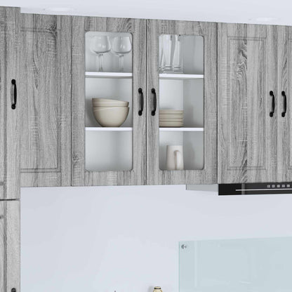Wall Glass Cabinet PORTO Grey Sonoma 80 x 31 x 80 cm