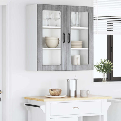 Wall Glass Cabinet PORTO Grey Sonoma 80 x 31 x 80 cm
