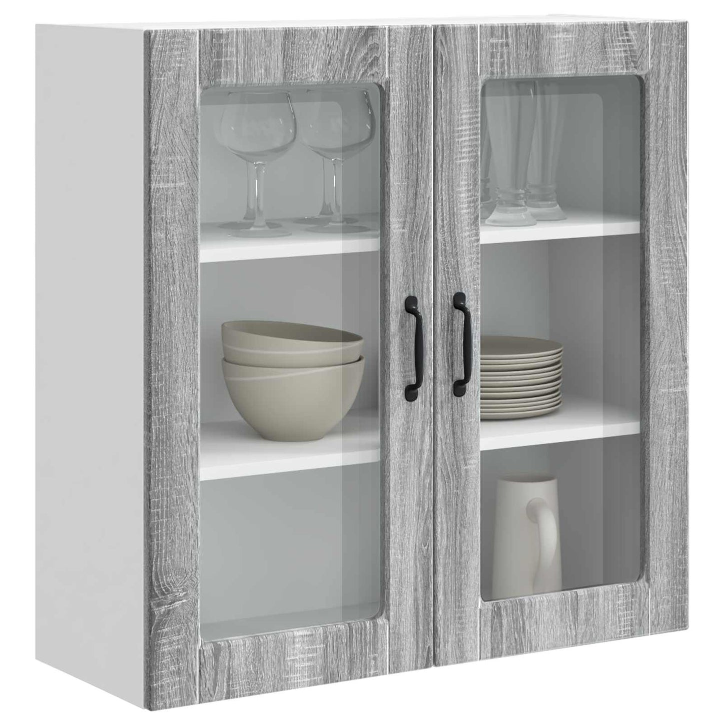 Wall Glass Cabinet PORTO Grey Sonoma 80 x 31 x 80 cm