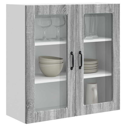 Wall Glass Cabinet PORTO Grey Sonoma 80 x 31 x 80 cm