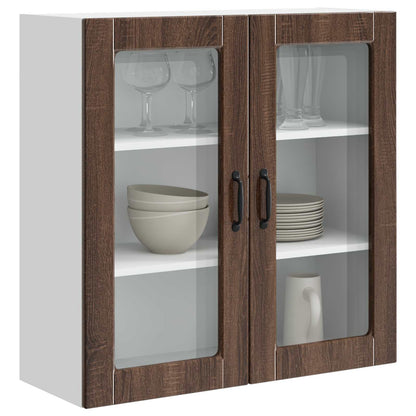 Wall Glass Cabinet PORTO Brown Oak 80 x 31 x 80 cm