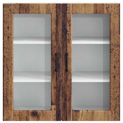 Wall Glass Cabinet PORTO Old Wood 80 x 31 x 80 cm