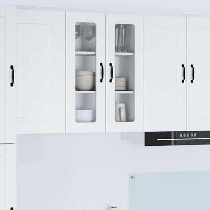 Wall Glass Cabinet PORTO White 60 x 31 x 80 cm Engineered Wood