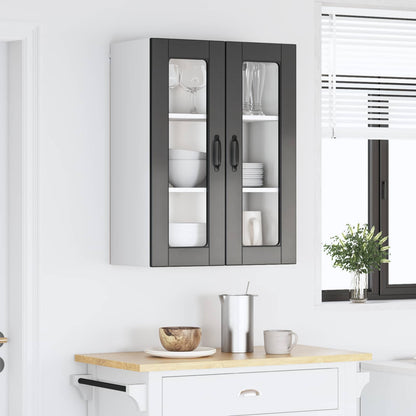 Wall Glass Cabinet PORTO Black 60 x 31 x 80 cm Engineered Wood