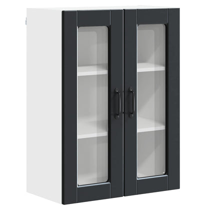 Wall Glass Cabinet PORTO Black 60 x 31 x 80 cm Engineered Wood