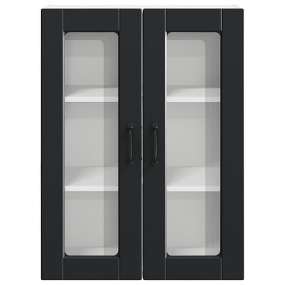 Wall Glass Cabinet PORTO Black 60 x 31 x 80 cm Engineered Wood