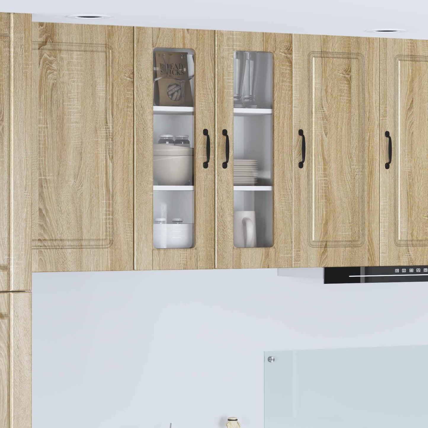 Wall Glass Cabinet PORTO Sonoma Oak 60 x 31 x 80 cm