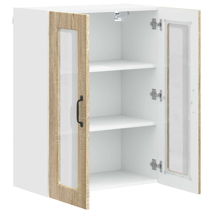 Wall Glass Cabinet PORTO Sonoma Oak 60 x 31 x 80 cm