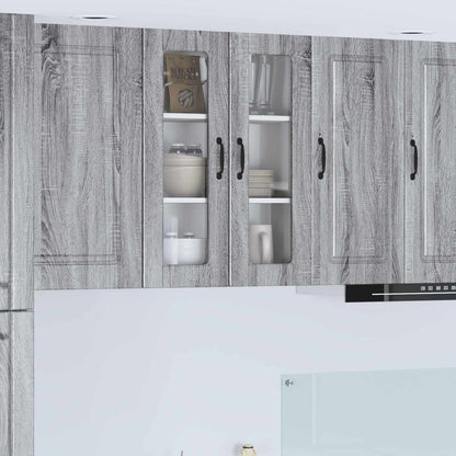 Wall Glass Cabinet PORTO Grey Sonoma 60 x 31 x 80 cm