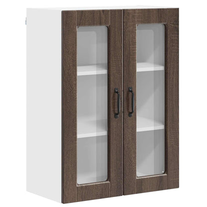 Wall Glass Cabinet PORTO Brown Oak 60 x 31 x 80 cm