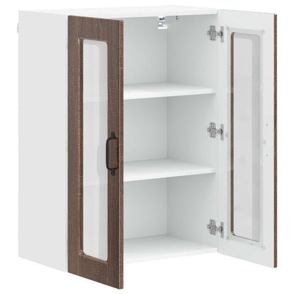 Wall Glass Cabinet PORTO Brown Oak 60 x 31 x 80 cm