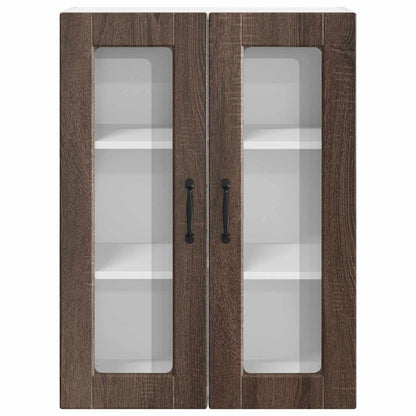 Wall Glass Cabinet PORTO Brown Oak 60 x 31 x 80 cm