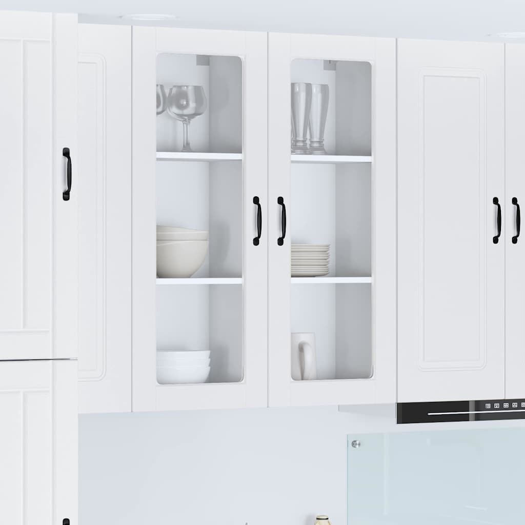 Wall Glass Cabinet PORTO White 40 x 31 x 100 cm Engineered Wood