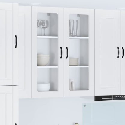 Wall Glass Cabinet PORTO White 40 x 31 x 100 cm Engineered Wood