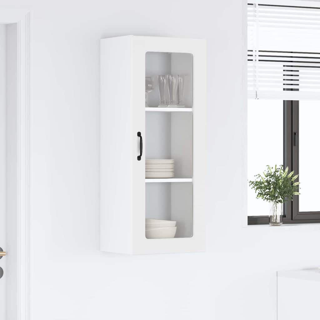 Wall Glass Cabinet PORTO White 40 x 31 x 100 cm Engineered Wood