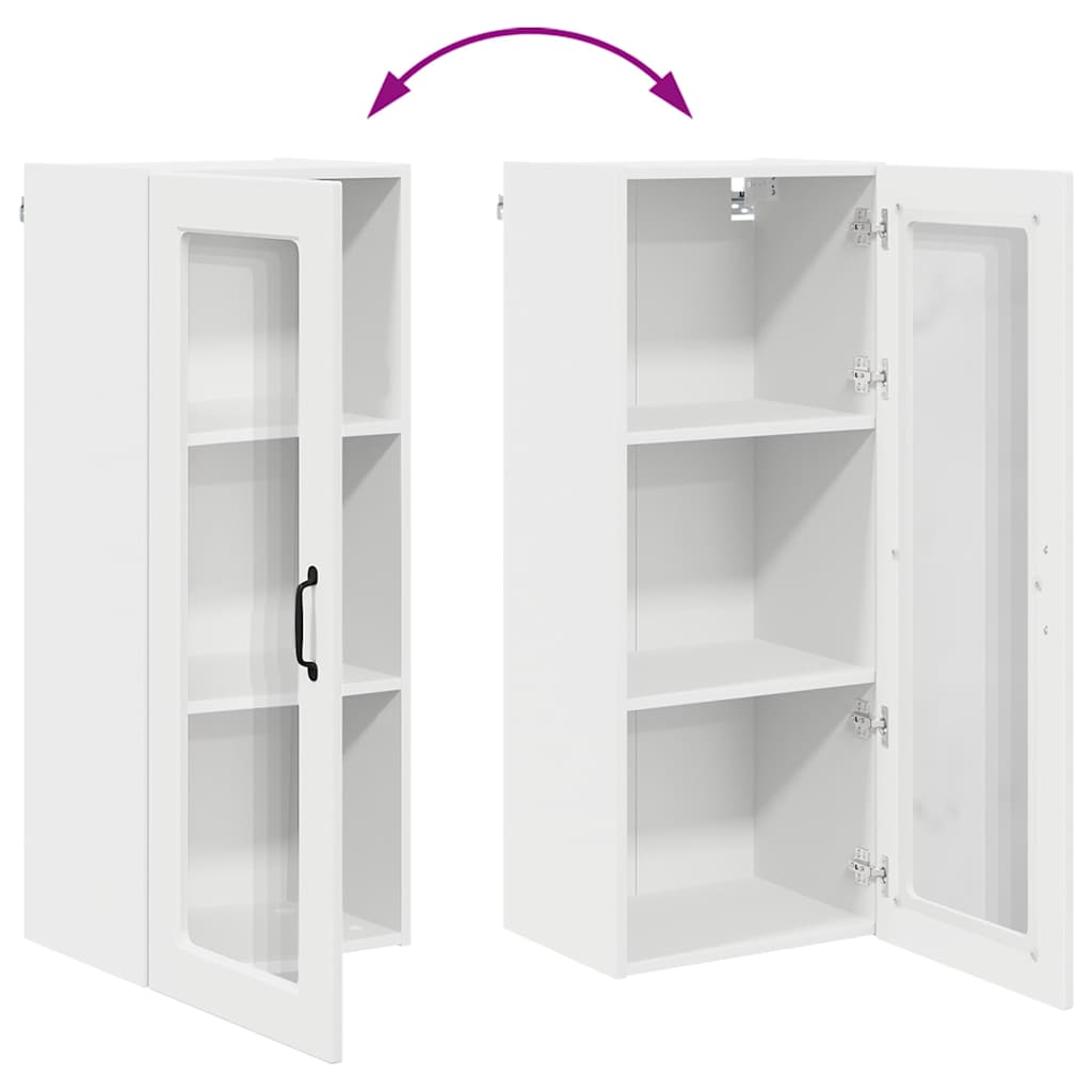 Wall Glass Cabinet PORTO White 40 x 31 x 100 cm Engineered Wood