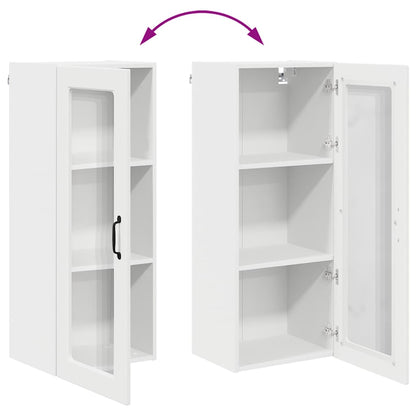 Wall Glass Cabinet PORTO White 40 x 31 x 100 cm Engineered Wood