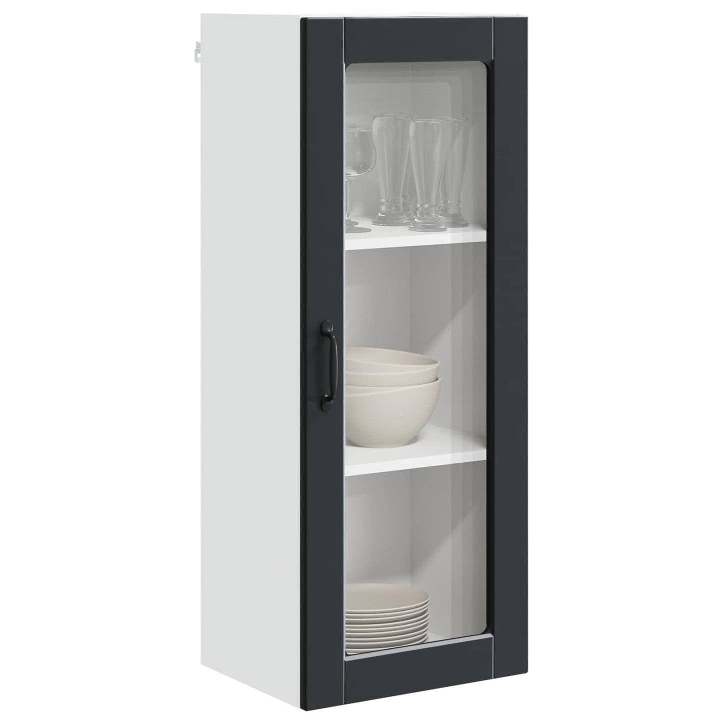 Wall Glass Cabinet PORTO Black 40 x 31 x 100 cm Engineered Wood