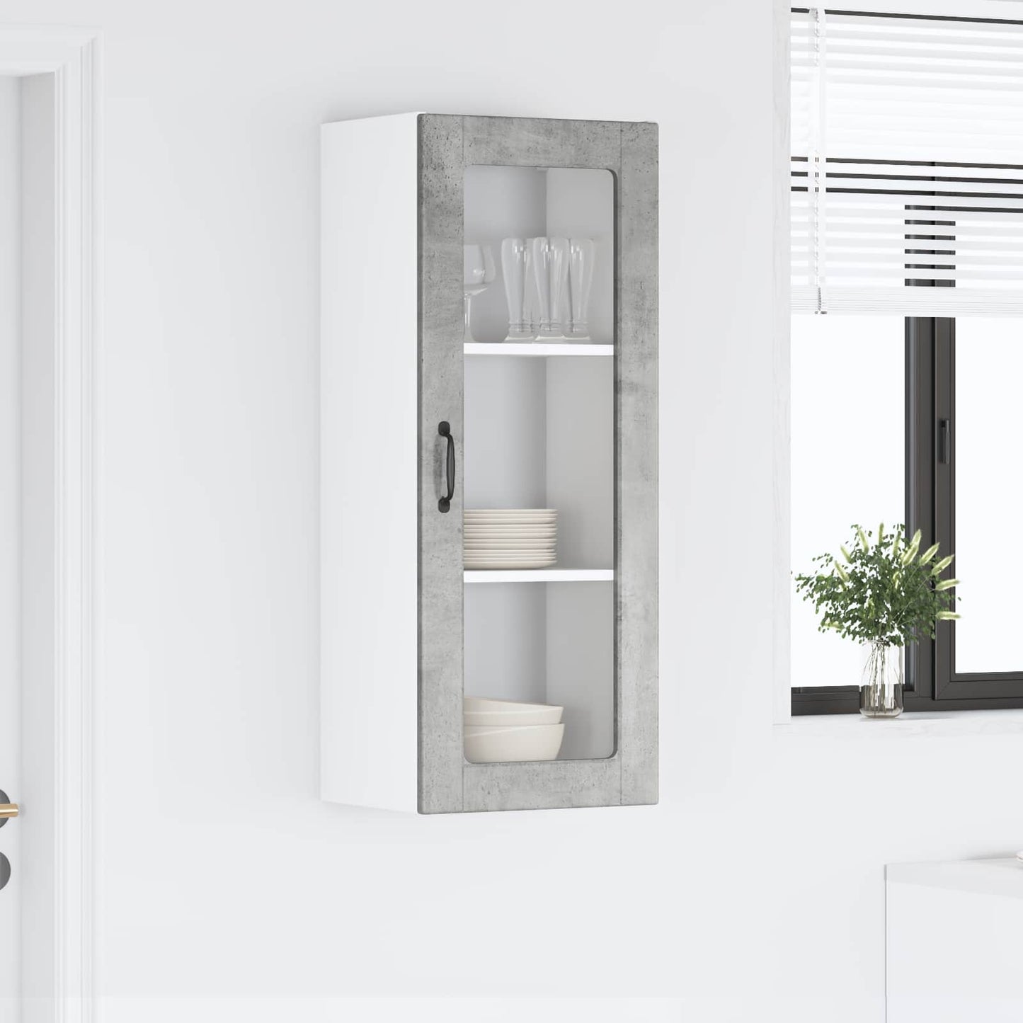 Wall Glass Cabinet PORTO Concrete Grey 40 x 31 x 100 cm