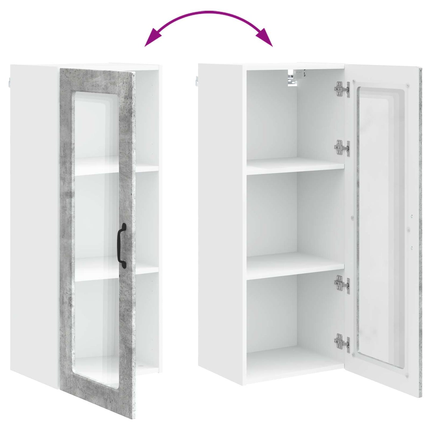 Wall Glass Cabinet PORTO Concrete Grey 40 x 31 x 100 cm