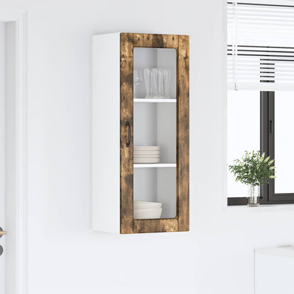 Wall Glass Cabinet PORTO Smoked Oak 40 x 31 x 100 cm