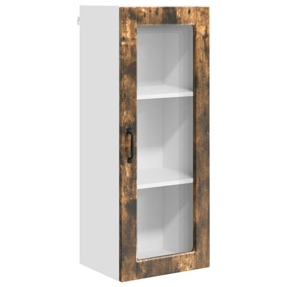 Wall Glass Cabinet PORTO Smoked Oak 40 x 31 x 100 cm