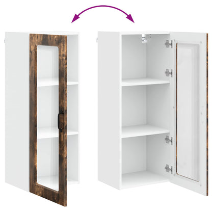 Wall Glass Cabinet PORTO Smoked Oak 40 x 31 x 100 cm