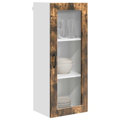 Wall Glass Cabinet PORTO Smoked Oak 40 x 31 x 100 cm