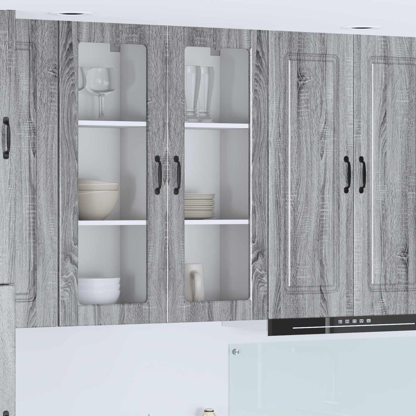 Wall Glass Cabinet PORTO Grey Sonoma 40 x 31 x 100 cm