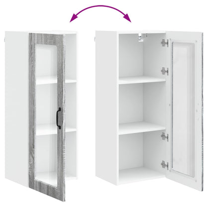 Wall Glass Cabinet PORTO Grey Sonoma 40 x 31 x 100 cm