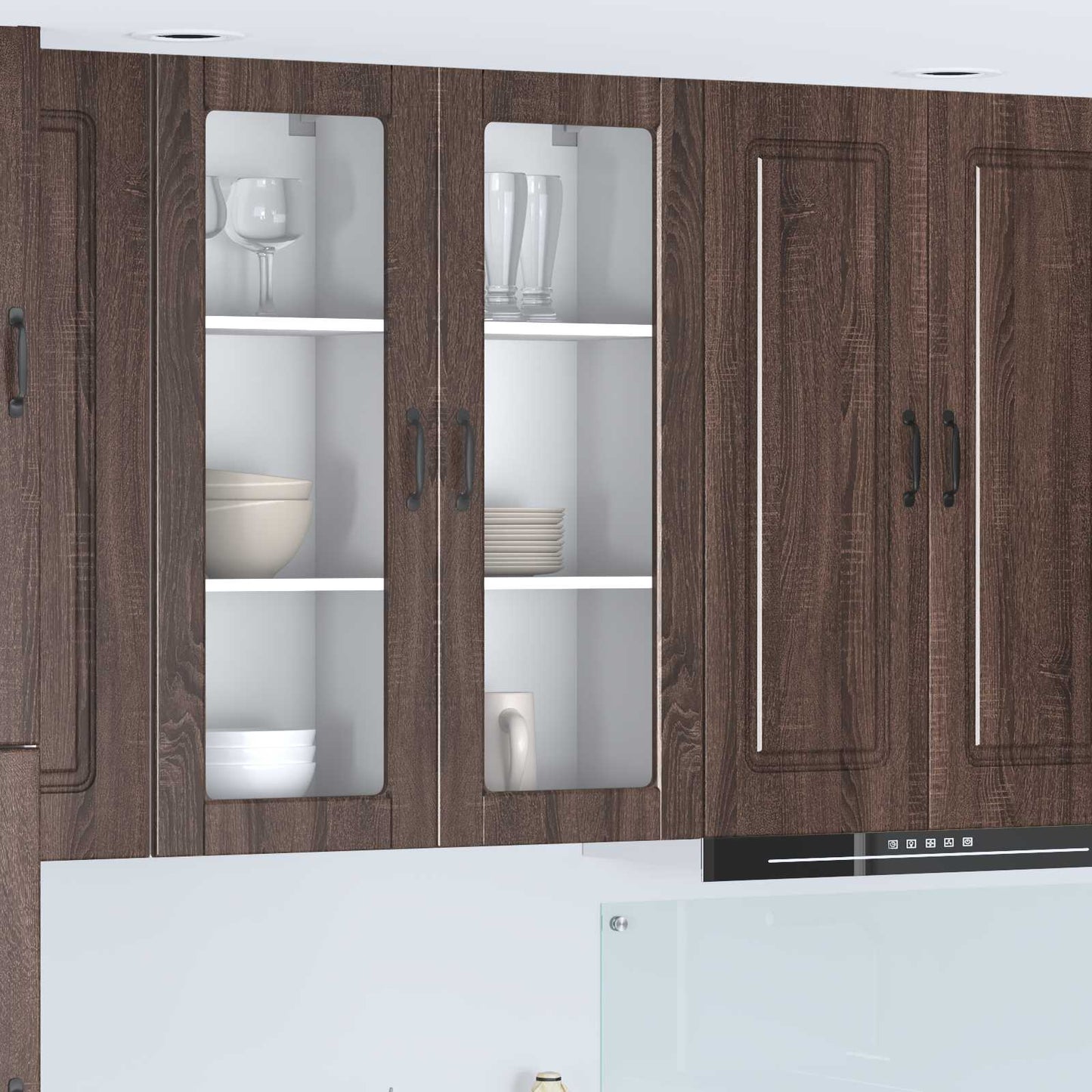 Wall Glass Cabinet PORTO Brown Oak 40 x 31 x 100 cm