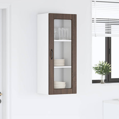 Wall Glass Cabinet PORTO Brown Oak 40 x 31 x 100 cm