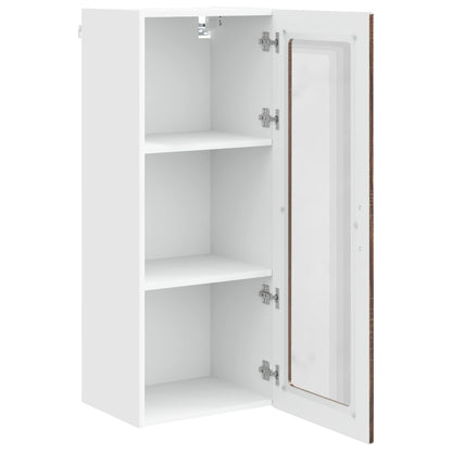 Wall Glass Cabinet PORTO Brown Oak 40 x 31 x 100 cm