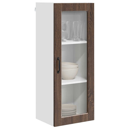 Wall Glass Cabinet PORTO Brown Oak 40 x 31 x 100 cm