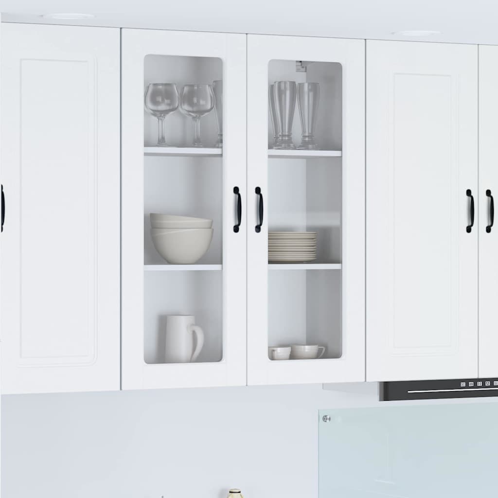 Wall Glass Cabinet PORTO White 80 x 31 x 100 cm Engineered Wood