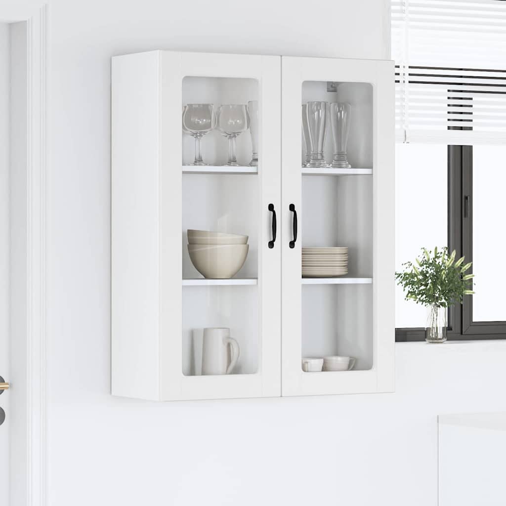 Wall Glass Cabinet PORTO White 80 x 31 x 100 cm Engineered Wood