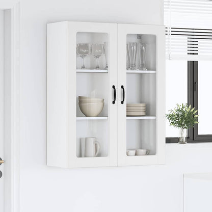 Wall Glass Cabinet PORTO White 80 x 31 x 100 cm Engineered Wood