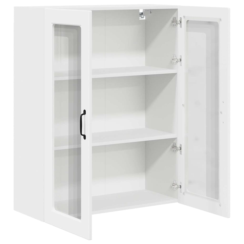 Wall Glass Cabinet PORTO White 80 x 31 x 100 cm Engineered Wood