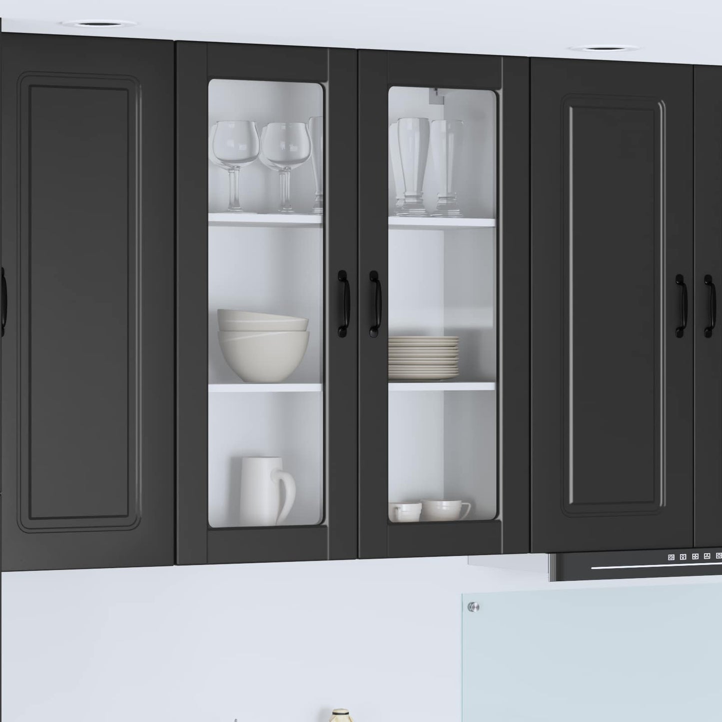 Wall Glass Cabinet PORTO Black 80 x 31 x 100 cm Engineered Wood