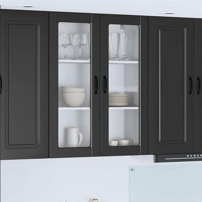 Wall Glass Cabinet PORTO Black 80 x 31 x 100 cm Engineered Wood
