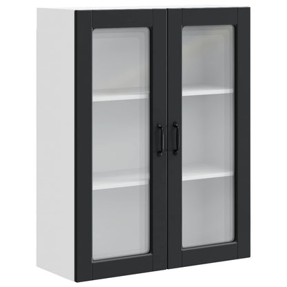 Wall Glass Cabinet PORTO Black 80 x 31 x 100 cm Engineered Wood