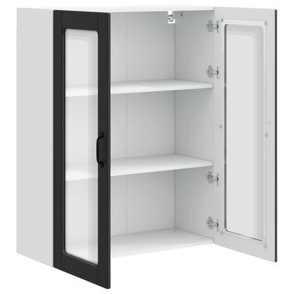 Wall Glass Cabinet PORTO Black 80 x 31 x 100 cm Engineered Wood