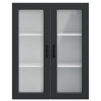 Wall Glass Cabinet PORTO Black 80 x 31 x 100 cm Engineered Wood