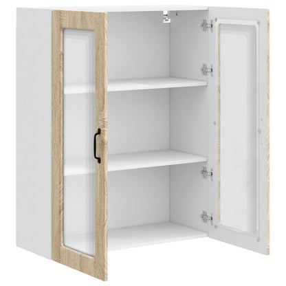 Wall Glass Cabinet PORTO Sonoma Oak 80 x 31 x 100 cm