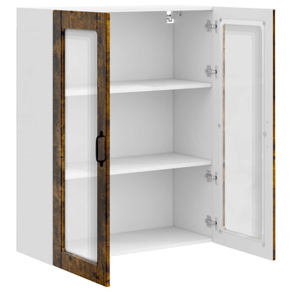 Wall Glass Cabinet PORTO Smoked Oak 80 x 31 x 100 cm