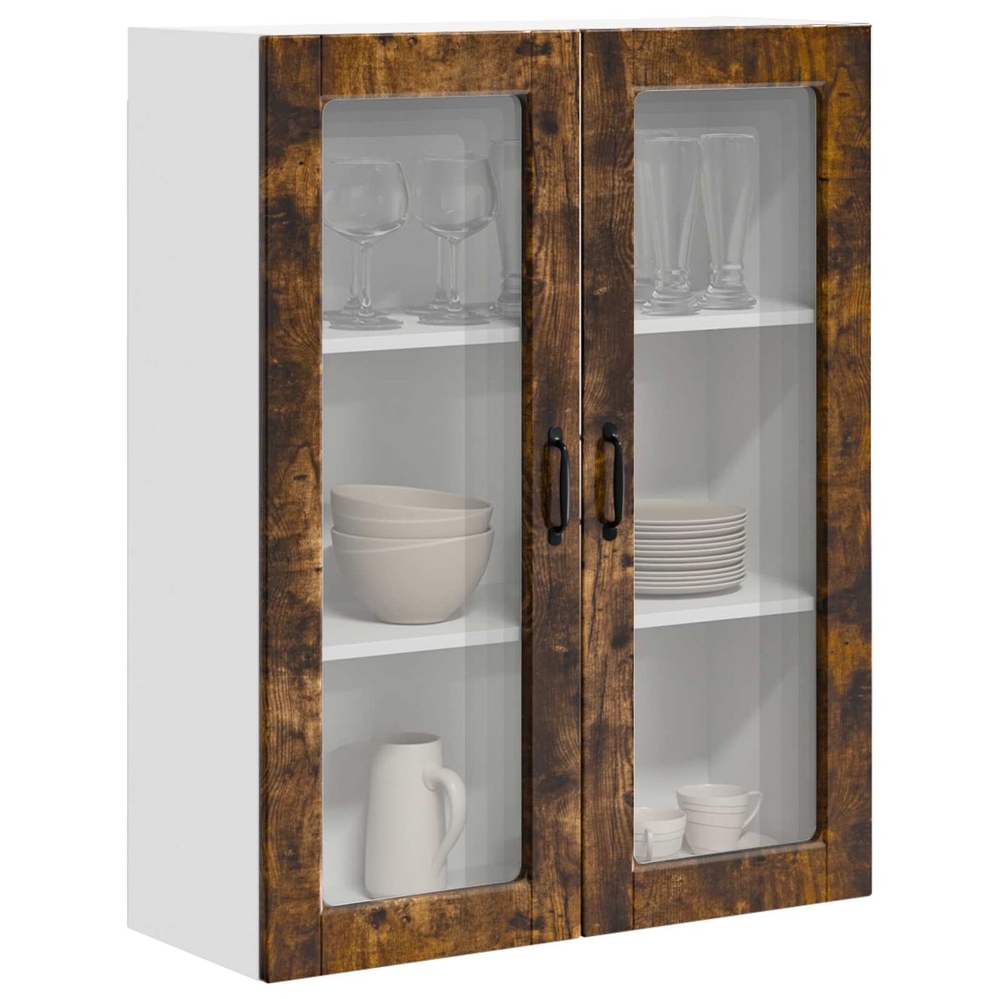 Wall Glass Cabinet PORTO Smoked Oak 80 x 31 x 100 cm