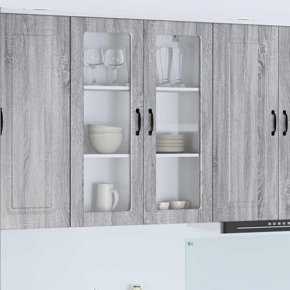 Wall Glass Cabinet PORTO Grey Sonoma 80 x 31 x 100 cm